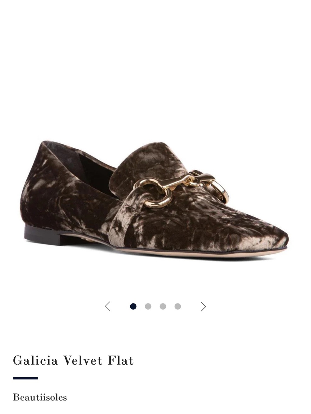 Galicia Velvet Flat in Brown with Gold Chain